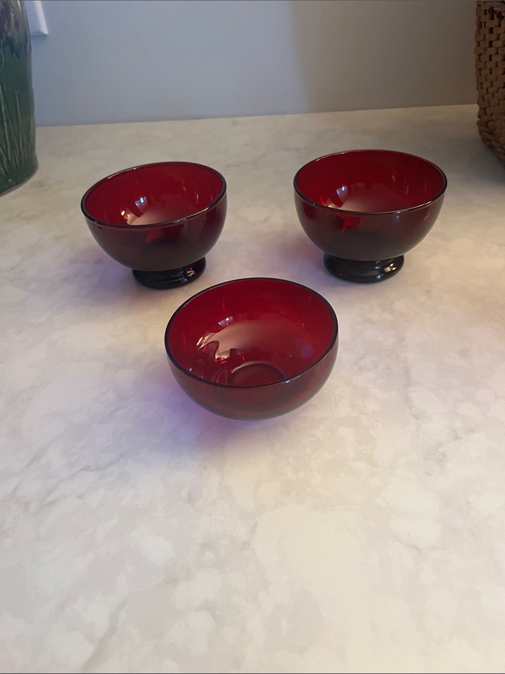 vintage Anchor Hocking royal ruby red glass fruit snack dishes 3